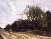 Jean Baptiste Camille  Corot Horseman on the road oil on canvas